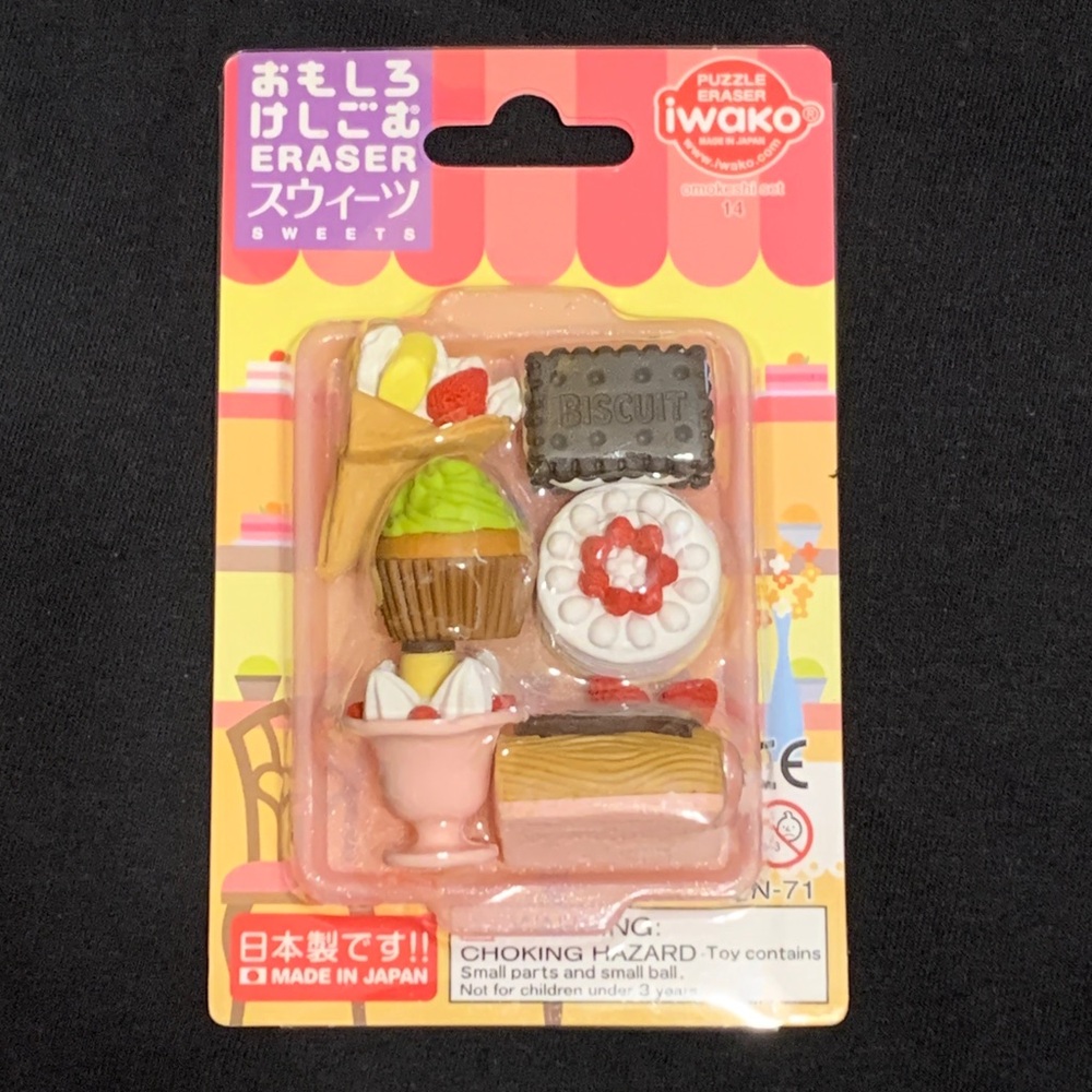 Iwako Japanese Sweets Eraser Set Crepe Biscuits Cupcake from Japan NWT